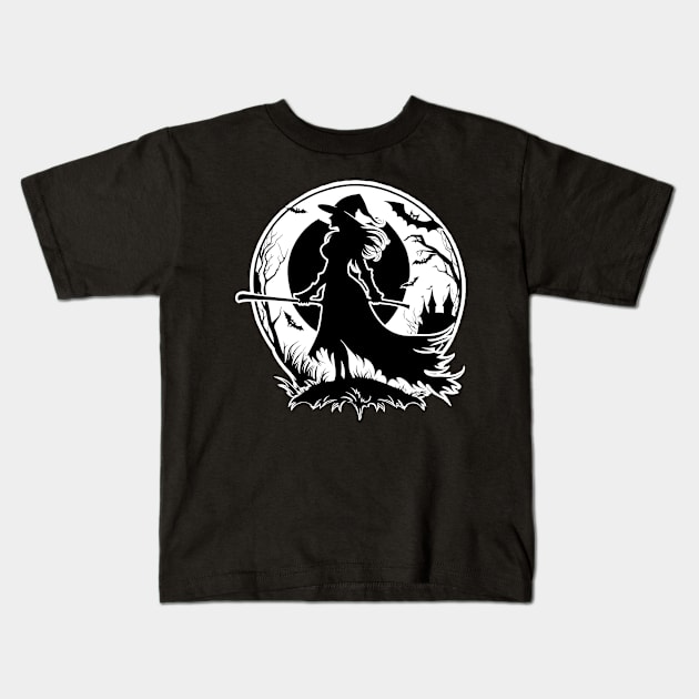 Halloween Witch Kids T-Shirt by valsevent